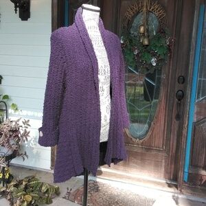 Women's EUC BCBGMAXAZRIA Purple long sleeve textured Cardigan Sz P/M
